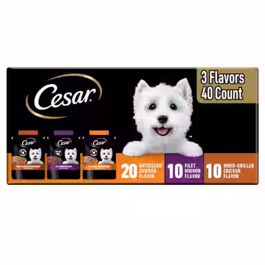 Cesar Variety Pack Filet Mignon, Rotisserie Chicken, & Wood-Grilled Chicken Flavor Filets in Gravy