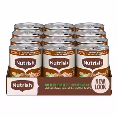 Nutrish Whole Health Blend Chunks in Gravy Turkey, Brown Rice, Peas & Carrots