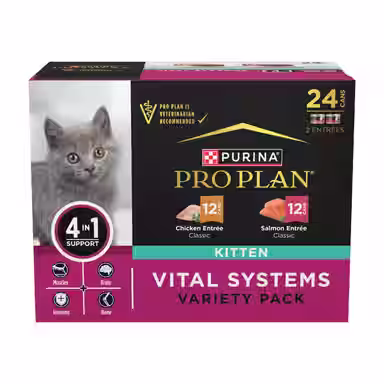 Purina Pro Plan Vital Systems Chicken & Salmon Entrée Variety Pack 4-in-1 Muscles, Brain, Immune & Bone