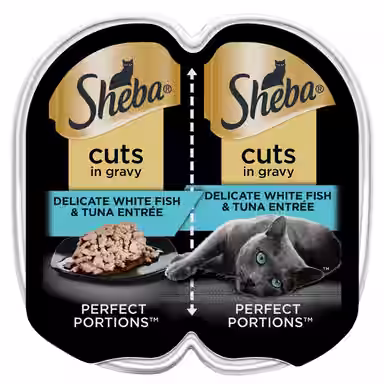 Sheba Perfect Portions Grain-Free Delicate Whitefish & Tuna Cuts in Gravy Entree