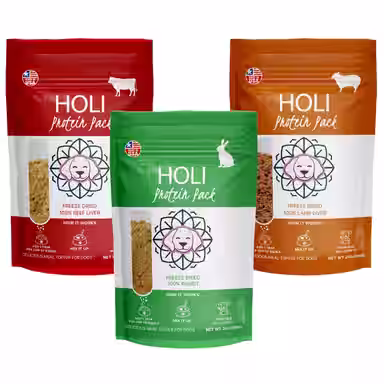 HOLI Beef Liver, Lamb Liver, Rabbit Variety Pack Grain-Free Freeze-Dried