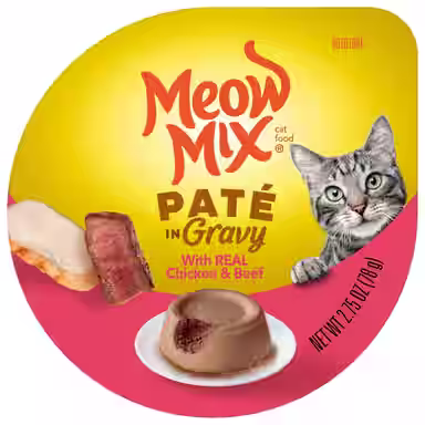 Meow Mix Pate in Gravy with Real Chicken & Beef
