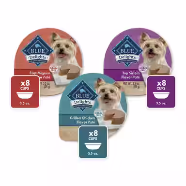 Blue Buffalo Delights Grain-Free Chicken, Top Sirloin & Filet Mignon Variety Pack Adult Small Breed Pate