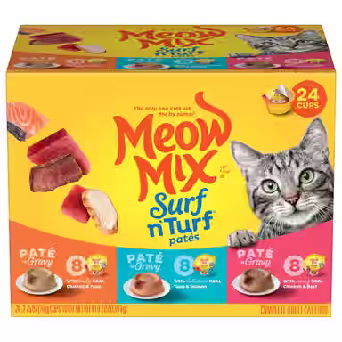 Meow Mix Pate in Gravy Surf n Turf Variety Pack