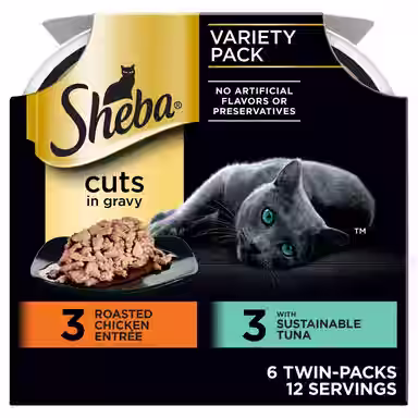 Sheba Perfect Portions Tuna & Roasted Chicken Entree Cuts in Gravy Variety Pack