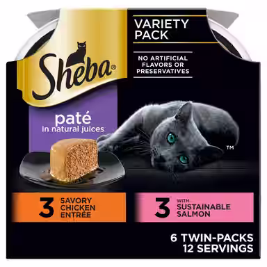 Sheba Perfect Portions Chicken & Salmon Pate Entree Variety Pack