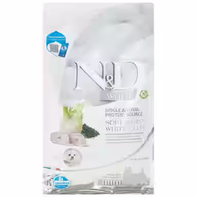 Farmina N&D White Coat Canine Formula Adult GMO-Free Sea Bass, Fennel & Kelp Mini