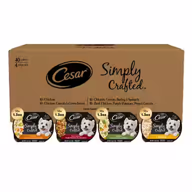 Cesar Simply Crafted Multipack Adult Chicken & Beef Recipes Shredded