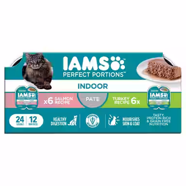 Iams Perfect Portions Indoor Salmon & Turkey Recipe Variety Pack Grain-Free Pate