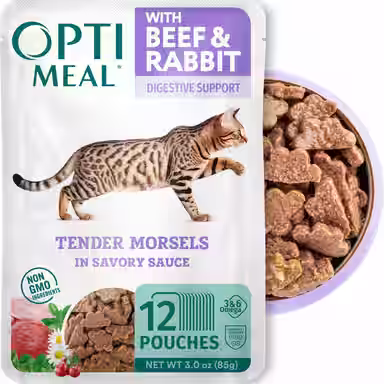 Optimeal Digestive Support Grain-Free Tender Morsels with Beef & Rabbit in Savory Sauce