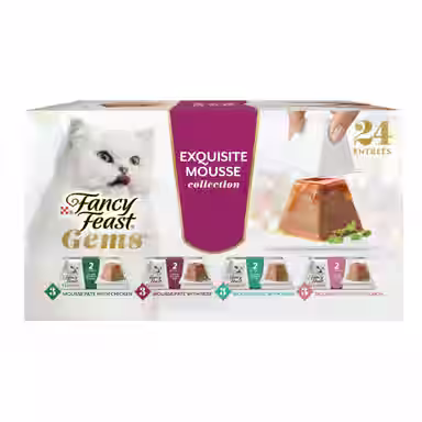 Fancy Feast Gems Mousse Salmon, Tuna, Chicken & Beef Halo of Savory Gravy Variety Pack Pate