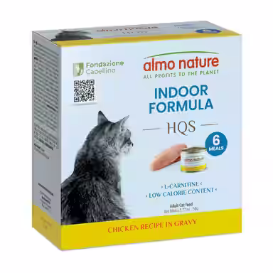 Almo Nature HQS Supportive Formulas Indoor Formula Shredded Chicken Recipe in Gravy