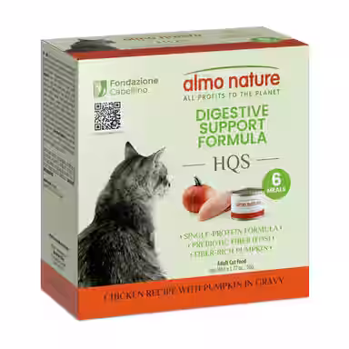Almo Nature HQS Supportive Formulas Digestive Support Formula Shredded Chicken Recipe with Pumpkin in Gravy
