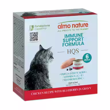 Almo Nature HQS Supportive Formulas Immune Support Formula Shredded Chicken Recipe with Blueberry in Gravy