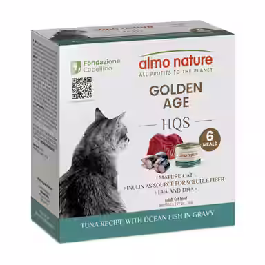 Almo Nature HQS Supportive Formulas Golden Age Flaked Tuna Recipe with Ocean Fish in Gravy