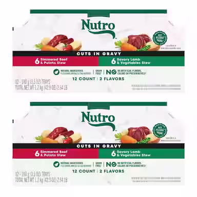 Nutro Grain-Free Simmered Beef Stew & Savory Lamb Stew Cuts in Gravy Variety Pack