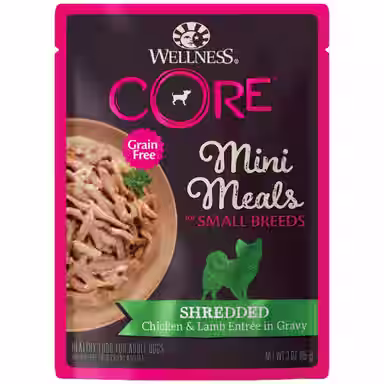 Wellness CORE Grain-Free Small Breed Mini Meals Shredded Chicken & Lamb in Gravy