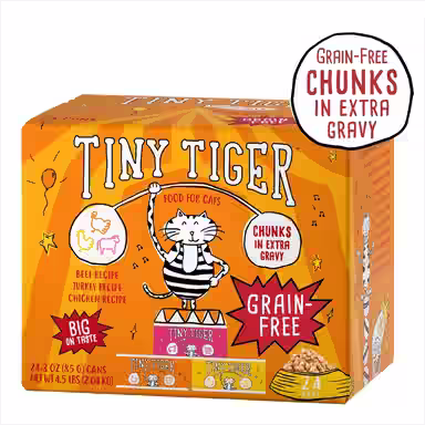 Tiny Tiger Grain-Free Chunks in EXTRA Gravy Beef & Poultry Recipes Variety Pack