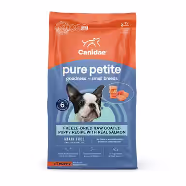 CANIDAE Grain-Free PURE Petite Salmon Formula Small Breed Puppy Limited Ingredient Freeze-Dried Raw Coated