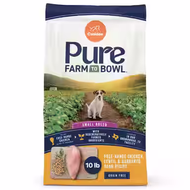CANIDAE Pure Farm To Bowl Small Breed Free-Range Chicken, Lentil & Garbanzo Bean Recipe