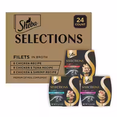 Sheba Selections Filets in Broth Chicken with Tuna & Chicken with Shrimp Variety Pack