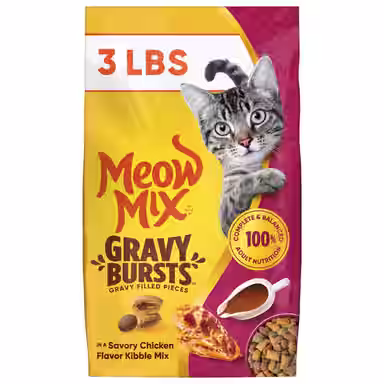 Meow Mix Gravy Bursts Savory Chicken Flavor Mix with Gravy Filled