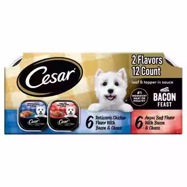 Cesar Bacon Feast Loaf & Topper Variety Pack Small Breed
