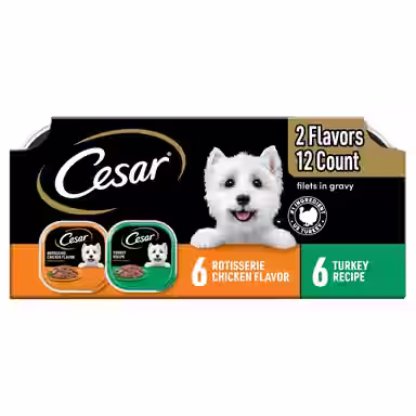 Cesar Poultry Lovers Turkey & Chicken Filets in Gravy Variety Pack Small Breed