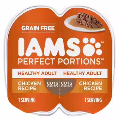 Iams Perfect Portions Healthy Adult Chicken Recipe Grain-Free Cuts in Gravy