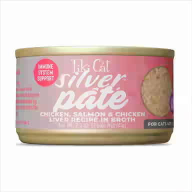 Tiki Cat Silver Chicken, Salmon & Chicken Liver Recipe Grain-Free Pate in Broth