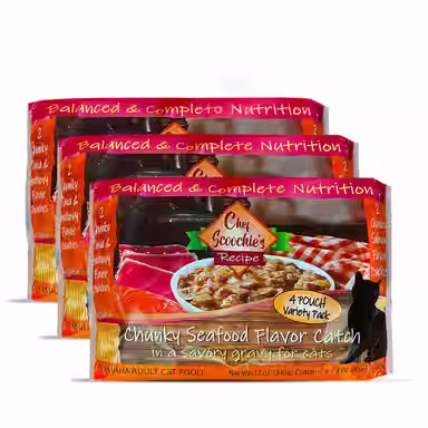 Scoochie Pet Chef Scoochies Recipe Variety Pack with Real Chunky Seafood in Savory Gravy