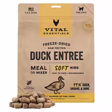 Vital Essentials Freeze-Dried Raw Duck Entree & Mixer Soft Nibs