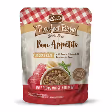 Merrick Purrfect Bistro Bon Appetits Grain-Free Beef Recipe Morsels in Gravy