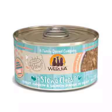 Weruva Classic Cat Stew's Clues Turkey, Chicken & Salmon in Gravy Stew