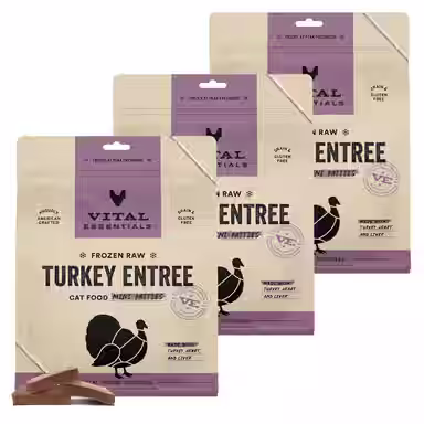 Vital Essentials Frozen Raw Mini Patties Grain-Free Turkey Entree