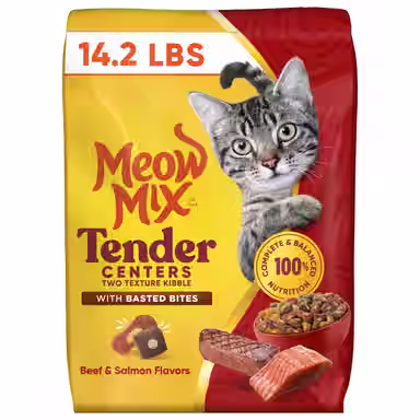 Meow Mix Tender Centers Basted Bites Beef & Salmon Flavors