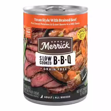 Merrick Grain-Free Wet Dog Food Slow-Cooked BBQ Texas Style with Braised Beef
