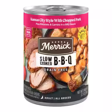Merrick Grain-Free Wet Dog Food Slow-Cooked BBQ Kansas City Style with Chopped Pork