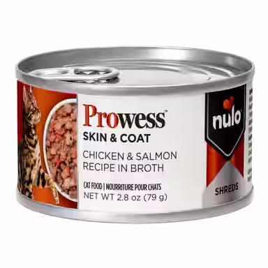 Nulo Prowess Skin & Coat Chicken & Salmon Shreds in Broth