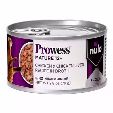 Nulo Prowess Mature 12+ Chicken & Chicken Liver Shreds in Broth