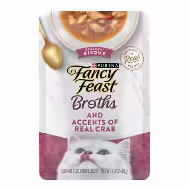 Fancy Feast Broths Seafood Bisque & Accents of Real Crab