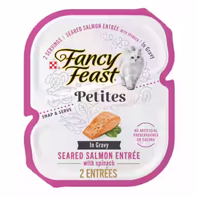 Fancy Feast Petites In Gravy Seared Salmon with Spinach Entree