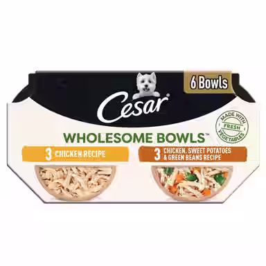 Cesar Wholesome Bowls Chicken Recipe & Chicken, Sweet Potato, Green Beans Recipe Variety Pack Small Breed