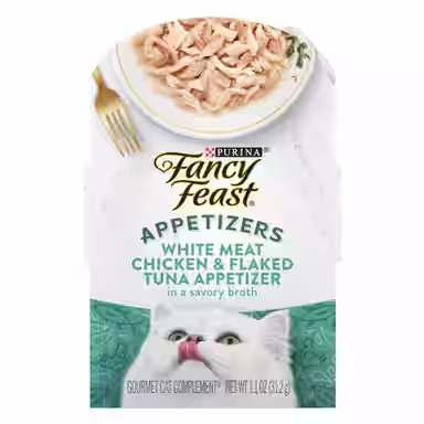 Fancy Feast Appetizers Grain-Free White Meat Chicken & Flaked Tuna Appetizer in Savory Broth