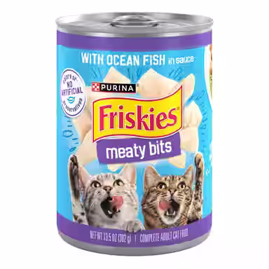 Friskies Meaty Bits with Ocean Fish in Sauce Chunks in Gravy Canned Wet Multi