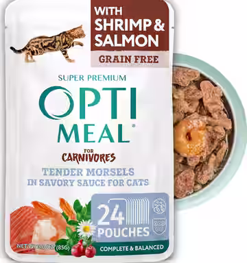 Optimeal Grain-Free Tender Morsels with Real Shrimp & Salmon In Savory Sauce Recipe