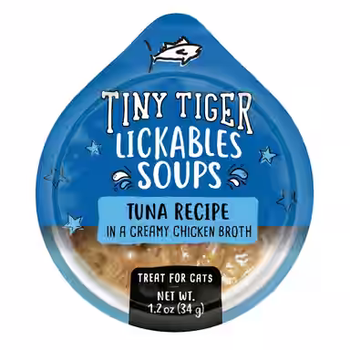 Tiny Tiger Lickables Soup Tuna Recipe in a Creamy Chicken Broth