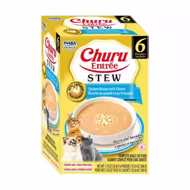 Inaba Churu Entrée Chicken Recipe with Cheese Grain-Free, High Moisture, Prebiotic Stew