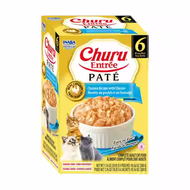 Inaba Churu Entrée Chicken Recipe with Cheese Grain-Free, High Moisture, Prebiotic Pate