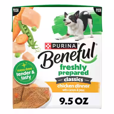 Purina Beneful Freshly Prepared High Protein Classics Chicken Dinner with Carrots & Peas Chunks in Gravy
